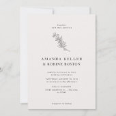 Moderne Elegante Einfache Blume Hochzeit Einladung (Vorderseite)