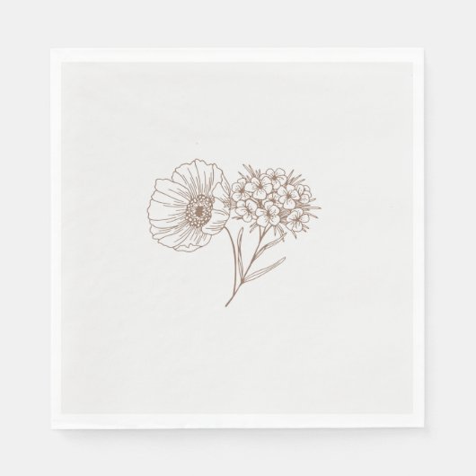 Moderne Elegante Einfache botanische Wildblume Serviette (Vorderseite)