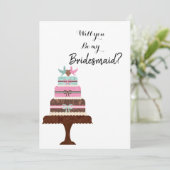 Moderne Elegante einfache Brush Script Bridesmaid Einladung (Stehend Vorderseite)