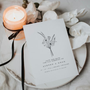 Moderne Elegante einfache, florale Save the Date K Einladung