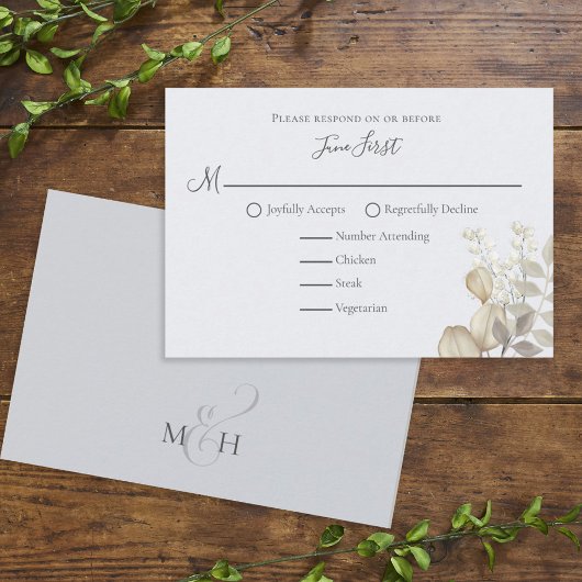 Moderne Elegante einfache Foliage Elfenbeinküche RSVP Karte