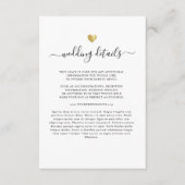 Moderne Elegante einfache Gold Heart Wedding Detai Begleitkarte (Vorderseite)