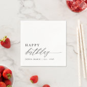 Moderne elegante einfache Happy Birthday Schrift Serviette (Beispiel)