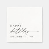 Moderne elegante einfache Happy Birthday Schrift Serviette (Vorderseite)