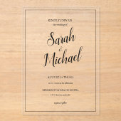 Moderne Elegante einfache Hochzeit Acryleinladungen (Vorderseite)