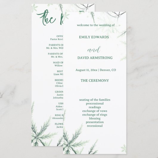Moderne elegante einfache Hochzeitsprogramme (Vorne/Hinten)
