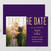 Moderne Elegante Einfache Lila Foto Hochzeit Save The Date (Vorne/Hinten)