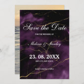 Moderne Elegante Einfache Lila Hochzeit Save The Date (Vorne/Hinten)