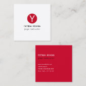 Moderne Elegante einfache Mit Monogramm Yoga Quadratische Visitenkarte (Vorne/Hinten)