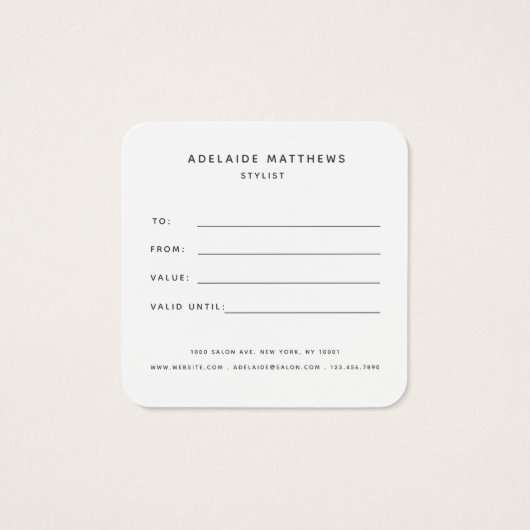 Moderne elegante, einfache Monogram-Blush-Geschenk (Rückseite)