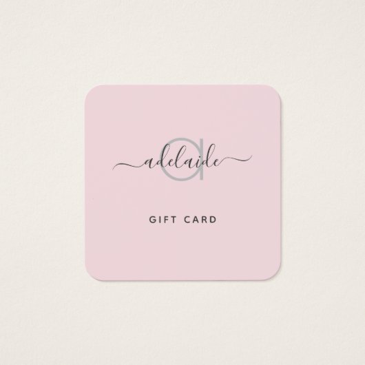 Moderne elegante, einfache Monogram-Blush-Geschenk (Vorderseite)