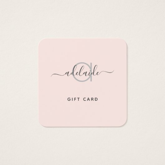 Moderne elegante, einfache Monogram-Blush-Geschenk (Vorderseite)