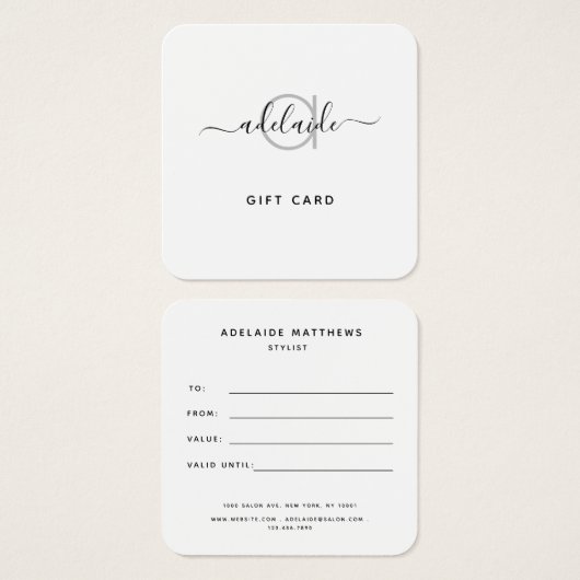 Moderne elegante, einfache Monogram-weiße Geschenk (Vorne & Hinten)