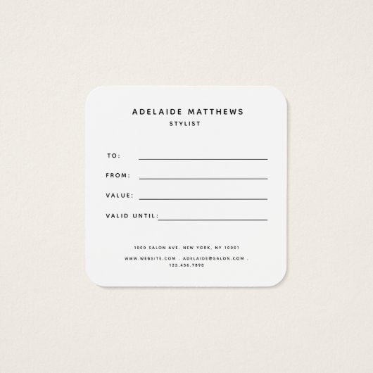 Moderne elegante, einfache Monogram-weiße Geschenk (Rückseite)