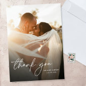 Moderne Elegante einfache Portrait-Foto Hochzeit Dankeskarte
