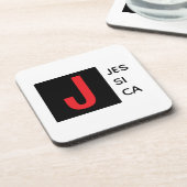 Moderne elegante einfache professionelle Monogramm Getränkeuntersetzer (Linke Seite)