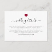 Moderne Elegante, einfache Red Heart Wedding Detai Begleitkarte (Vorderseite)
