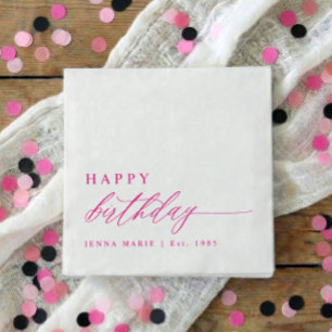 Moderne elegante einfache rosa Alles Gute zum Gebu Serviette