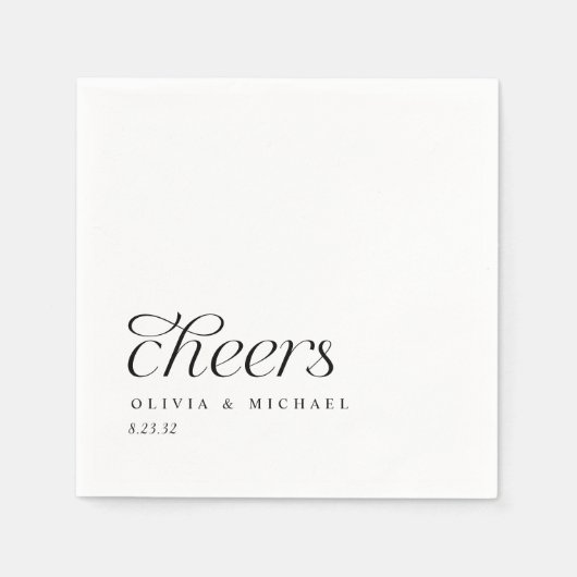 Moderne Elegante einfache Schwarz-Weiß-Hochzeit Serviette (Vorderseite)