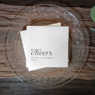 Moderne Elegante einfache Schwarz-Weiß-Hochzeit Serviette