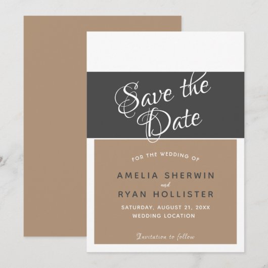 Moderne, elegante, einfache Script-Save the Date-K Einladung (Vorne/Hinten)