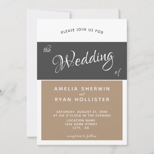 Moderne, elegante, einfache Skripthochzeit Einladung (Vorderseite)