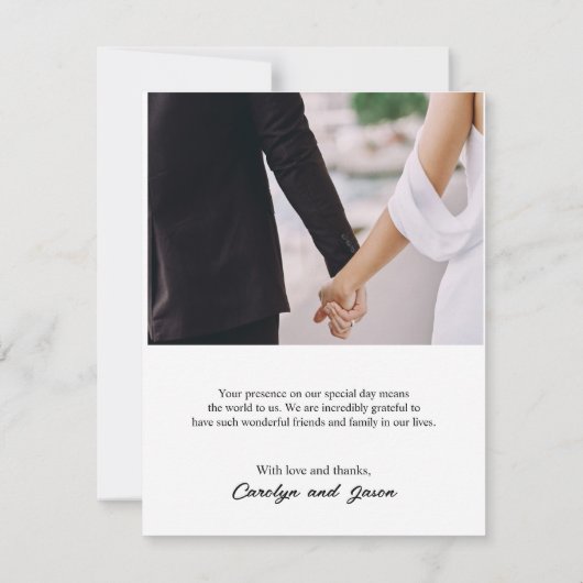 Moderne, elegante, einfache SkriptWedding Dankesch Dankeskarte (Rückseite)