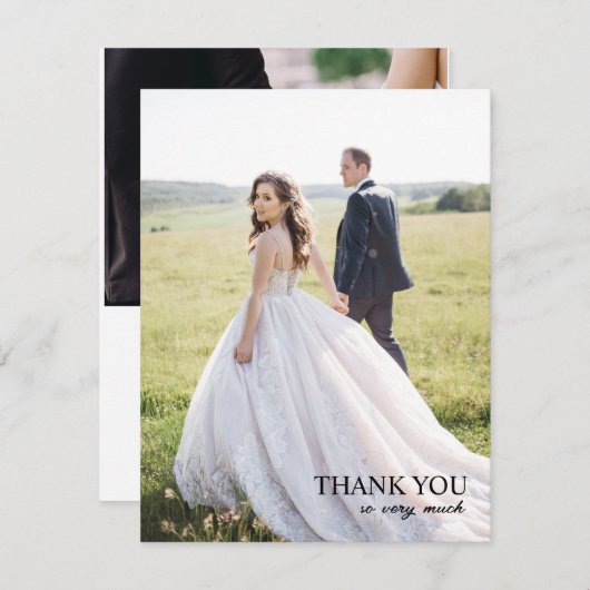 Moderne, elegante, einfache SkriptWedding Dankesch Dankeskarte (Vorne/Hinten)