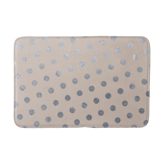Moderne Elegante einfache Taupe & Silver Polka Dot Badematte (Vorderseite)