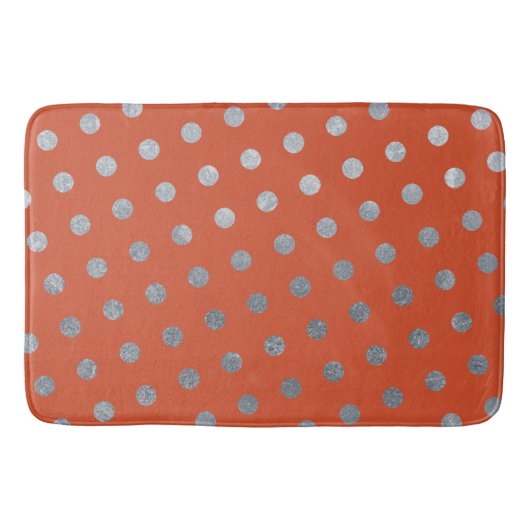 Moderne Elegante Einfache Terracotta Silver Polka Badematte (Vorderseite)