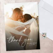 Moderne elegante, einfache, vertikale Foto-Hochzei Dankeskarte
