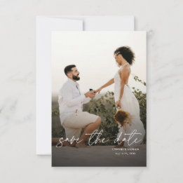 Moderne elegante einfache vertikale Foto-Hochzeit Save The Date