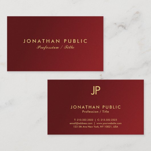 Moderne elegante, einfache Vorlage für Ihren benut Visitenkarte (Vorne/Hinten)