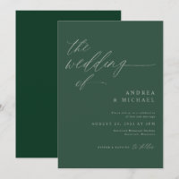 Moderne, elegante einfarbige Smaragdgrüne Hochzeit