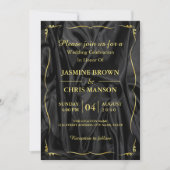 Moderne, elegante Einladung zur Hochzeit in Schwar (Vorderseite)