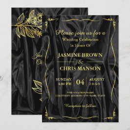 Moderne, elegante Einladung zur Hochzeit in Schwar