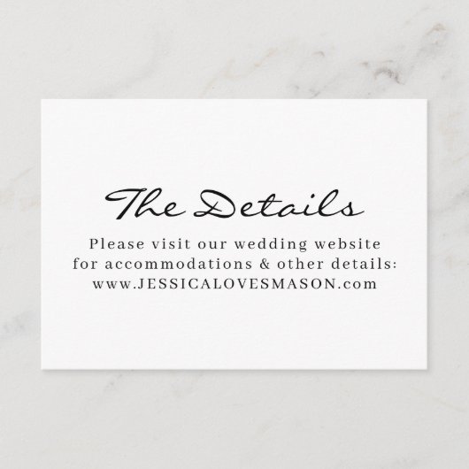 Moderne elegante Einsteckkarte für die Hochzeitsse Begleitkarte (Vorderseite)