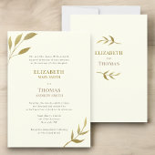 Moderne, elegante Elfenbein- und Goldhochzeit Einladung