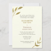 Moderne, elegante Elfenbein- und Goldhochzeit Einladung (Vorderseite)