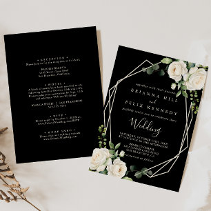 Moderne Elegante Elfenbeinblütenhochzeit Einladung