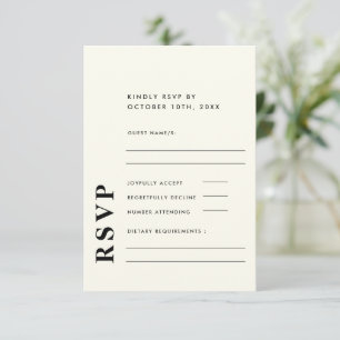 Moderne Elegante Elfenbeinhochzeit delikat RSVP Karte
