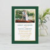 Moderne elegante Emerald Green Gold Wedding Einladung (Stehend Vorderseite)