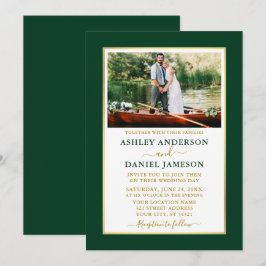 Moderne elegante Emerald Green Gold Wedding Einladung