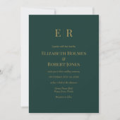 Moderne elegante Emerald Green Monogram Wedding Einladung (Vorderseite)