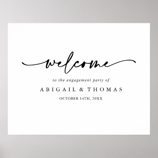 Moderne elegante Engagement Party Willkommen Poster (Vorne)