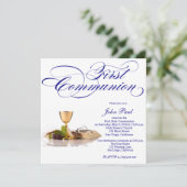 Moderne Elegante Erste Kommunion Einladung für Jun (Stehend Vorderseite)