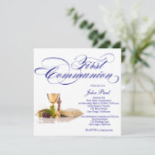 Moderne Elegante Erste Kommunion Einladung für Jun (Stehend Vorderseite)