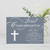 Moderne Elegante Erste Kommunion Einladung für Jun (Stehend Vorderseite)