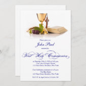 Moderne Elegante Erste Kommunion Einladung für Jun (Vorne/Hinten)