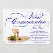 Moderne Elegante Erste Kommunion Einladung für Jun (Vorne/Hinten)